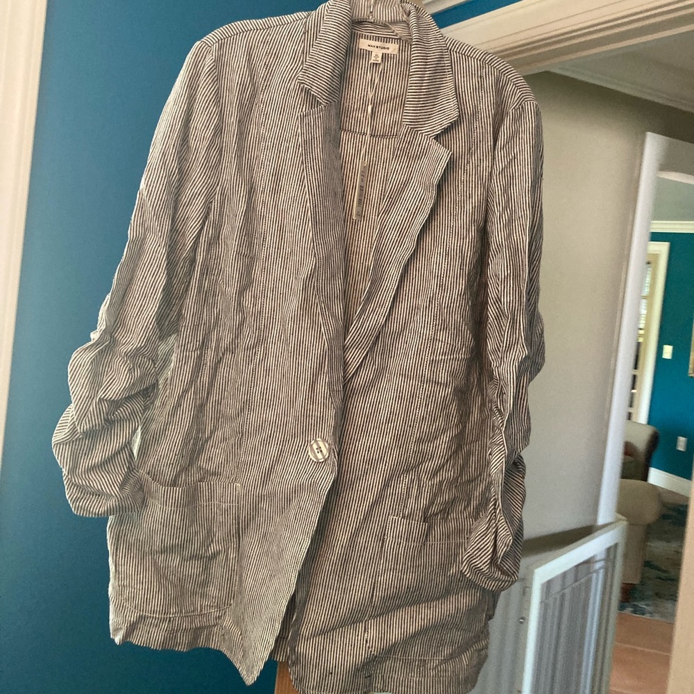 Max studio seersucker linen jacket NWT